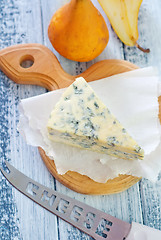 Image showing blue cheese and pears