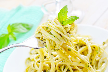 Image showing pasta with pesto