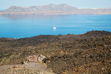 Image showing volcanic land in europe santorini greece   mediterranean sea