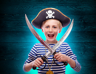 Image showing Little boy dressed as pirate