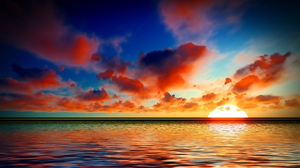 Image showing Beautiful sunset over sea