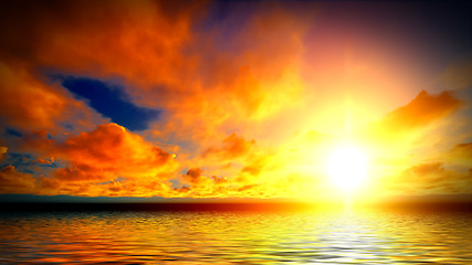 Image showing Beautiful sunset over sea