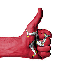 Image showing Closeup of male hand showing thumbs up sign