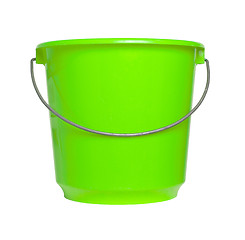 Image showing Single green bucket isolated