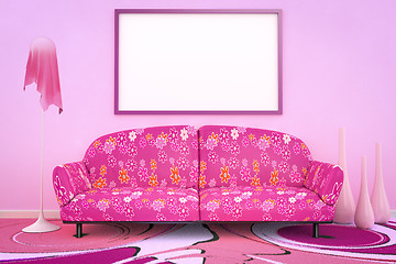 Image showing pink flower power sofa