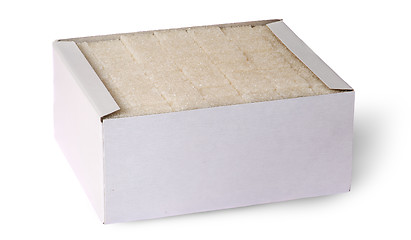 Image showing White sugar cubes in a box