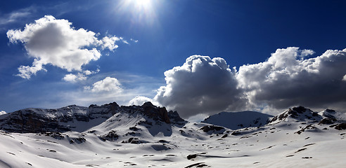 Image showing Panoramic view on plateau covered snow