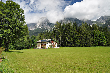 Image showing House in Front of Dachstein Mountain, Styria, Austria