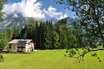 Image showing House in Front of Dachstein Mountain, Styria, Austria