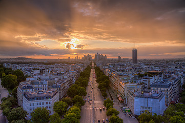 Image showing Sunset over La Defense, Paris