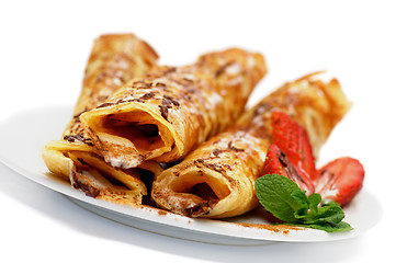 Image showing Pancake Tubules with Strawberry