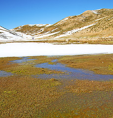 Image showing hill in   africa morocco the atlas valley dry mountain ground is