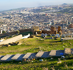 Image showing from high in the village morocco africa field and constructions