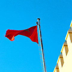 Image showing tunisia  waving flag in the blue sky  colour and battlements  wa