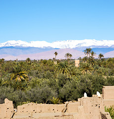 Image showing brown  tower  old  construction in  africa morocco and  clouds  