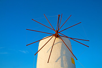 Image showing old mill in santorini  sky