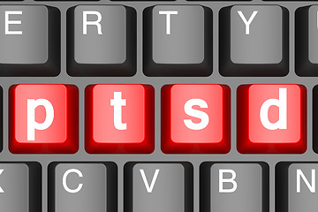 Image showing Red ptsd button on modern computer keyboard