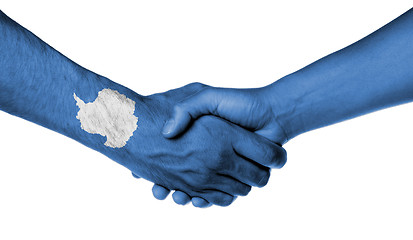 Image showing Man and woman shaking hands