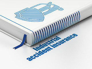 Image showing Insurance concept: book Car And Shield, Industrial Accident Insurance on white background