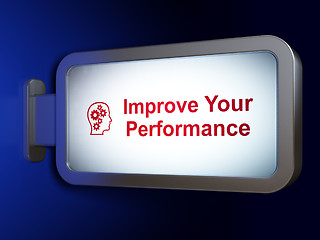 Image showing Education concept: Improve Your Performance and Head With Gears on billboard background