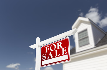 Image showing Home For Sale Real Estate Sign in Front of House