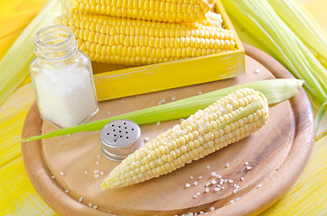Image showing boiled corn with salt