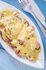 Image showing fried meat with mushroom and cheese