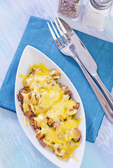 Image showing fried meat with mushroom and cheese