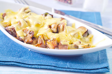 Image showing fried meat with mushroom and cheese