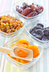 Image showing dried apricots, raisins and dates