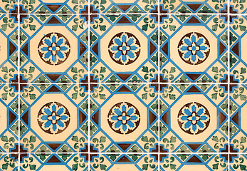 Image showing Traditional Portuguese glazed tiles