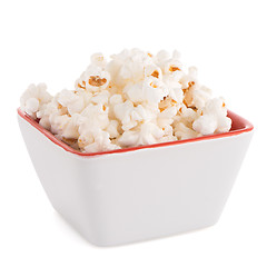 Image showing Popcorn in a white bowl