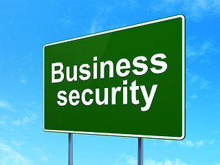 Image showing Protection concept: Business Security on road sign background