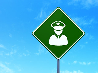 Image showing Privacy concept: Police on road sign background