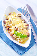 Image showing fried meat with mushroom and cheese