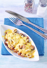 Image showing fried meat with mushroom and cheese