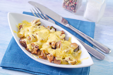 Image showing fried meat with mushroom and cheese