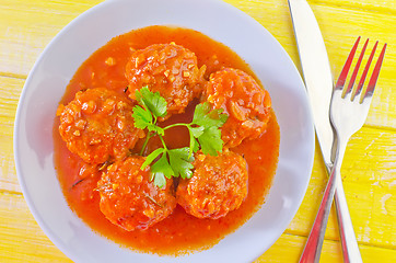 Image showing meat ball with tomato sauce