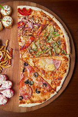 Image showing pizza and sushi f