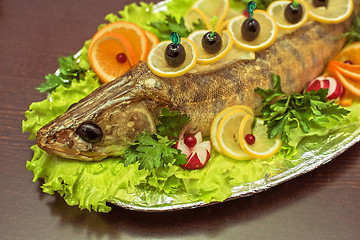 Image showing zander fish baked