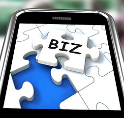 Image showing Biz Smartphone Means Internet Company Or Commerce