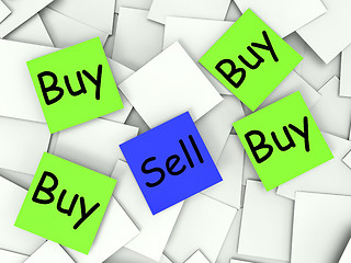 Image showing Buy Sell Post-It Notes Show Retail And Transactions