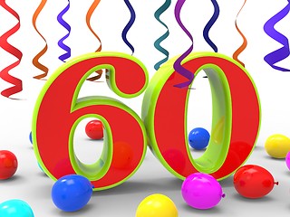 Image showing Number Sixty Party Shows Sixtieth Birthday Party Or Anniversary 