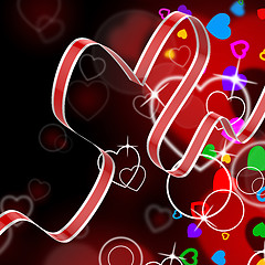 Image showing Ribbon Heart Shows Celebration Decorative Or Festive Decorations