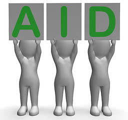 Image showing Aid Banners Shows First Aid Assistance And Support