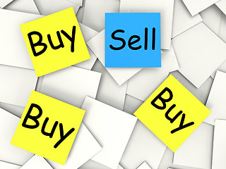 Image showing Buy Sell Post-It Notes Mean Sellers And Consumers