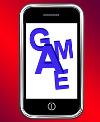 Image showing Game On Phone Shows Online Gaming Or Gambling