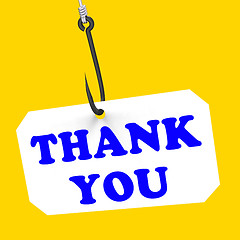 Image showing Thank You On Hook Means Gratefulness And Gratitude