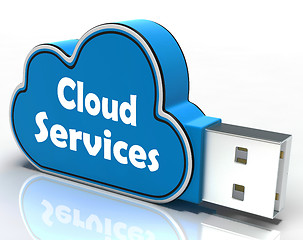 Image showing Cloud Services Cloud Pen drive Shows Online Computing Services