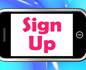 Image showing Sign Up On Phone Shows Register Online